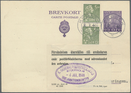 GA Zensurpost: 1940, Schwedische 10 Öre Ganzsachenkarte Mit Zusatzfrankatur, Adressiert Nach Colmar (El - Altri & Non Classificati