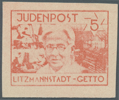 (*) Kriegsgefangenen-Lagerpost: 1944, Ghettopost LITZMANNSTADT, 5 Pfg. Zinnober Auf Kartonpapier, Ungebr - Autres & Non Classés