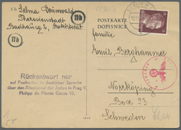 Br KZ-Post: 1944, THERESIENSTADT, 15 Pf Hitler EF Auf Zweisprachigem (deutsch/tschechisch) Postkartenfo - Lettres & Documents