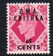 BOIC, BMA Eritrea 1948-9 65c On 8d Overprint On GB, Hinged Mint, SG E7a (A) - Eritrea