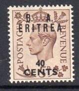 BOIC, BA Eritrea 1950 40c. On 5d Overprint On GB, Hinged Mint, SG E18 (A) - Eritrea