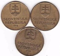 Slovakia 3 X 10 Koruna - Krone - Crown - Couronne 1993, 1994, 1995 - Slovacchia