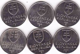 Slovakia 6 X 2 Koruna - Krone - Crown - Couronne 1994, 1995, 2001, 2002, 2003, 2007, - Slowakije