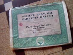 Action Societe Francaise Des Parfums Raillet Part Beneficiaires Au Porteur  Annee 1942 - P - R