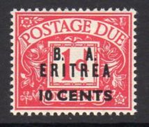 BOIC, BA Eritrea 1950 10c. On 1d Postage Due Overprint On GB, Hinged Mint, SG ED7 (A) - Eritrea