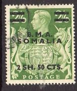 BOIC, BMA Somalia 1948 2s.50 On 2/6d Overprint On GB, Used, SG S19 (A) - Somalie