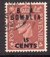 BOIC, BA Somalia 1950 15c. On 1½d Overprint On GB, Used, SG S22 (A) - Somalië