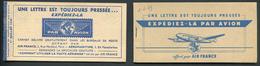 FRANCE - 2 CARNETS VIGNETTES " PAR AVION " D'AIR FRANCE DU 1/7/1938 & 1/1949 - LUXE - Luchtvaart