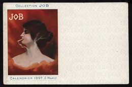Illustration Signée G. MAURICE - Collection JOB - Calendrier 1897 - Femme - Cigarette - Art Nouveau - Maurice