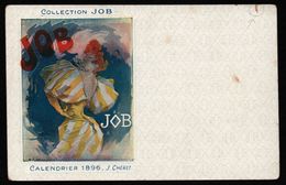 Illustration Signée J. CHERET - Collection JOB - Calendrier 1896 - Femme - Cigarette - Art Nouveau - Chéret