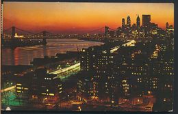 °°° 7771 - NY - NEW YORK CITY BY NIGHT - 1964 With Stamps °°° - Tarjetas Panorámicas