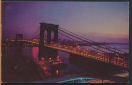 °°° 7788 - NY - NEW YORK - BROOKLYN BRIDGE AT NIGHT - 1969 With Stamps °°° - Ponts & Tunnels