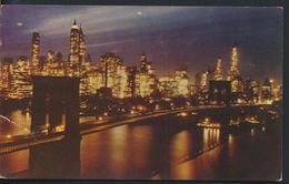 °°° 7789 - NY - NEW YORK - BROOKLYN BRIDGE AT NIGHT - 1955 With Stamps °°° - Brücken Und Tunnel