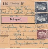 HITLER 60PF X2 +30+15PF - CARTE COLIS POSTAL - RASTATT 20/7/43 - CAMP DE CONCENTRATION DE NATZWEILER - STRUTHOF- TDA181 - 1940-1944 German Occupation