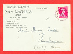 Carte Produits Agricoles Pierre MACHIELS LIEGE Adressée A DUNKERQUE - Agricoltura