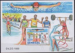 SENEGAL RARE 2016 OLYMPIC GAMES JEUX OLYMPIQUES RIO DE JANEIRO BRAZIL BRASIL SWIMMING CYCLING GYMNASTICS - 1000 Ex, MNH - Eté 2016: Rio De Janeiro