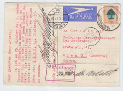 South Africa/Austria AIRMAIL POSTCARD GREEK CENSORED 1937 - Poste Aérienne