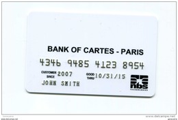 Spécimen Prototype Essai De Carte De Crédit Avec Numéro En Relief "Bank Of Cartes - Paris" Carte Bancaire - Bank Card - Cartes De Crédit (expiration Min. 10 Ans)