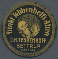 Thematik: Alkohol / Alcohol: 1921 (ca.), Dt. Reich. Kapselgeld 5 Pf Ziffer Mit Reklame "Trinkt Tebbenhoff’s Alten / J. H - Wijn & Sterke Drank