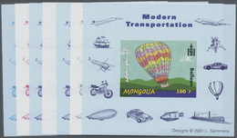 ** Thematik: Ballon-Luftfahrt / Balloon-aviation: 2001, MONGOLIA: Transportation BALLOON 100t. Special Miniature Sheet I - Arbres