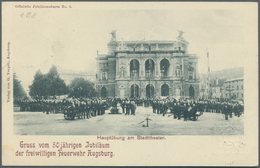 GA Thematik: Feuerwehr / Firebrigade: 1899, "Gruss Vom 50 Jähr. Jubiläum D. FREIWILLIGEN FEUERWEHR" Offizielle Jub.-Priv - Pompieri