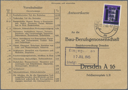 Br Deutsche Lokalausgaben Ab 1945: Bedarfsbrief Aus Glauchau/ Meerane Vom 12.7.45 Als Antwortkarte Nach - Andere & Zonder Classificatie