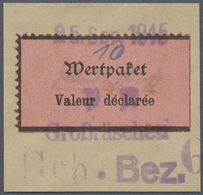 Brfst Deutsche Lokalausgaben Ab 1945: Großräschen: 1945, 10 Pfg. Wertpaketzettel Mit Notstempel Auf Briefs - Autres & Non Classés