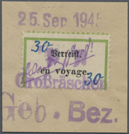 Brfst Deutsche Lokalausgaben Ab 1945: Großräschen: 1945, 30 Pfg. Auf Postzettel "Verreist..." Mit Notstemp - Andere & Zonder Classificatie