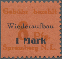 ** Deutsche Lokalausgaben Ab 1945: SPREMBERG, 1945: 1 Mark Schwarzer Aufdruck Auf 8 Pfg Gebührenmarke I - Other & Unclassified