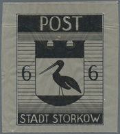 (*) Deutsche Lokalausgaben Ab 1945: Storkow: 6 Pfg. Stadtwappen, Künstler-Reinzeichnung In Schwarz (klei - Andere & Zonder Classificatie