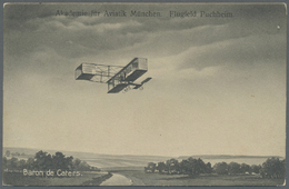 Thematik: Flugzeuge, Luftfahrt / Airoplanes, Aviation: 1910, MÜNCHENER FLUGWOCHE, Offizielle Flugplatzkarte "Akademie Fü - Avions