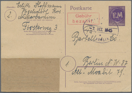 GA Deutsche Lokalausgaben Ab 1945 - Fredersdorf: Fredersdorf Vom 7.12.45  Nach Berlin Als Notganzsache - Autres & Non Classés