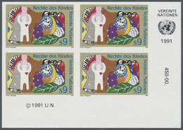 ** Thematik: Kinder / Children: 1991, UN Vienna. Imperforate Corner Block Of 4 For The 9s Value Of The Issue "Rights Of  - Other & Unclassified