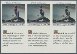 ** Thematik: Kunst / Art: 1989, UN Geneva. IMPERFORATE Inscription Block Of 6 (3 Stamps And 3 Labels) For The 80c Value  - Other & Unclassified