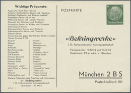 GA Thematik: Medizin, Gesundheit / Medicine, Health: 1935 (ca), Dt. Reich. Privat-Postkarte 6 Pf Hindenburg "Behringwerk - Medicine