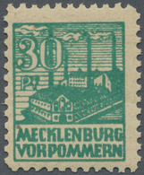 ** Sowjetische Zone - Mecklenburg-Vorpommern: 1946, 30 Pf Dunkelopalgrün Postfrisch, Das Papier Ist Zei - Other & Unclassified