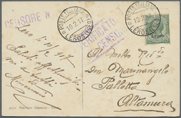 Ägäische Inseln: 1917, Lot Of Two Entires: Ppc "Trieste" Franked With 5 C. Green "Leros" Used From "LEROS 10.2 - Egée