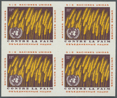 ** Thematik: Nahrung / Food: 1963, UN New York. Imperforate Block Of 4 For The 11c Value Of The Issue "Freedom From Hung - Food