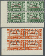 **/ Ägäische Inseln: 1943, Nothilfe, 1,25+1,25 L Und 2,50+2,50 L, Zwei Postfrische Viererblocks, Einheitlich Aus D - Egeo