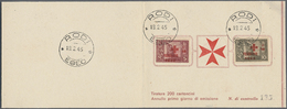 Brrst Ägäische Inseln: 1945, Red Cross, 5l. + 10l. And 10l. + 10l., Both Values In Presentation Folder Neatly Oblit. - Egée