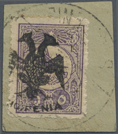 Brrst Albanien: 1913, Double Headed Eagle Overprints, 5pi. Violet, Normal Rough Perforation With Round Corner At Low - Albania