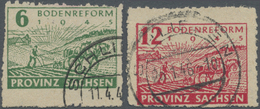 O Sowjetische Zone - Provinz Sachsen: 1945, 6 Und 12 Pfg. Bodenreform Gestempelt "SCHLIEBEN" In Der Ty - Andere & Zonder Classificatie