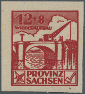 ** Sowjetische Zone - Provinz Sachsen: 12 Pfg. Geschnitten In Guter Farbe Dunkelrot Mit DOPPELDRUCK. Ex - Andere & Zonder Classificatie