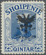 * Albanien: 1920, Freimarke Mit Aufdruck Des Doppeladlers 25 Q. Blau Ungebraucht Mit Falz, Seltene Marke, Mi. € - Albania