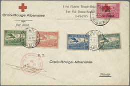 Br Albanien: 1926, "CROIX-ROUGE ALBANAISE 1-er Vol Tirana-Korce 1-VI-1925", Two Pre-printed Covers Bearing Airmai - Albanie