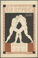 GA Thematik: Olympische Spiele / Olympic Games: 1924, Paris, Frankreich 15 C. Privat-Ganzsachenkarte Mit Abb. "Ringer",  - Autres & Non Classés