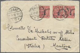 Br Albanien: 1930, 10q. Red, Single Stamp And Hori. Pair, Each With Shifted Overprint, On Commercial Cover From " - Albania