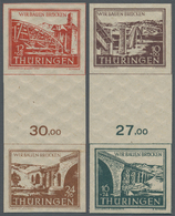 ** Sowjetische Zone - Thüringen: 1946, Brückenbau, Vier Zwischenstegzusammendrucke Auf Dünnem Papier, P - Autres & Non Classés