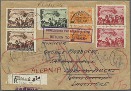 Br Albanien: 1949, Attractive Franking On Front/on Reverse Of Registered Cover From "TIRANE 1.10.49" To England W - Albania