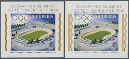 ** Albanien: 1968. Lot Of 5 Olympic Souvenir Sheets With Some Varieties: Shifted Colors And Perforation, Also Som - Albania